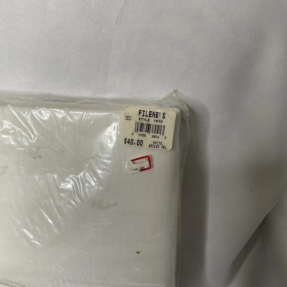 Filene's Tablecloth By Bardwil Off White Oblong 52 X70 Poly Cotton New Old Stock